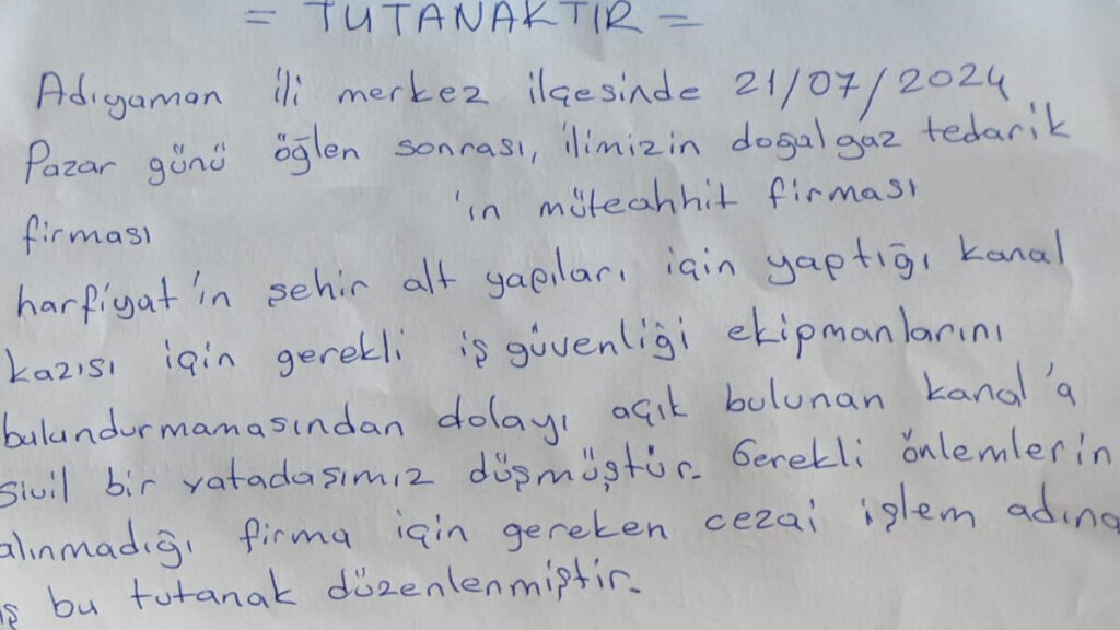 Adıyaman Merkez’de altyapı çukuruna düşen yaşlı adam yaralandı