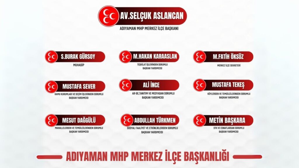 MHP Adıyaman Merkez İlçe Başkanlığı’nın yeni divan kurulu belirlendi