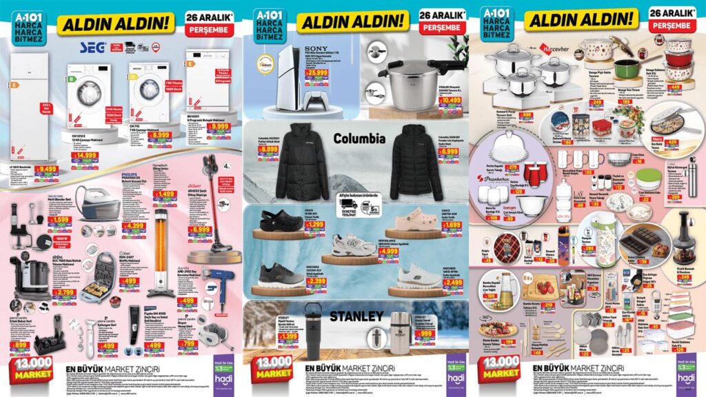 A101 26 Aralık aktüel ürünler kataloğu! Stanley termos, dubai çikolatası, ayakkabı, mont, oyun konsolu